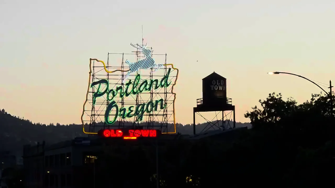 Portland Oregon White Stag Sign
